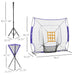 Soozier Baseball Practice Net Set with 7.5x7ft Catcher Net, Ball Caddy and Batting Tee, Portable Baseball Practice Equipment with Carry Bag for Hitting, Pitching, Batting, Catching, Purple - DTYStore