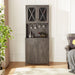 Farmhouse Bar Cabinet for Liquor and Glasses, Dining Room Kitchen Cabinet with Wine Rack, Sideboards Buffets Bar Cabinet L26.89''*W15.87''*H67.3'' Charcoal Grey - DTYStore