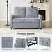 53.9" Modern Loveseat Pull-out Sofa Bed with Adjustable Backrest, Two Cup Holders , a Phone Holder, Three Charging Ports and Side Storage Pockets for Living Room, Grey - DTYStore