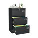 Filing Cabinet Lateral File Cabinet 3 Drawer, Blcak Locking Metal File Cabinets Three Drawer, Office Filing Cabinet with Lock Drawers for Home Office/Legal/Letter/A4/F4 - DTYStore
