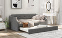 Upholstered Daybed with Trundle, Wood Slat Support,Upholstered Frame Sofa Bed , Twin,Gray - DTYStore