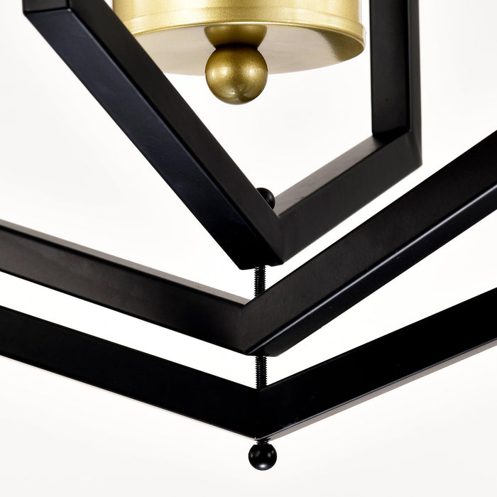 18.11" Matte Black + Gold Chandelier for Dining Room, 4-Light Kitchen Chandelier Light Fixture Modern Metal Industrial Chandeliers for Farmhouse Entryway Living Room (E12 Bulbs Not Included) - DTYStore