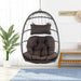 Outdoor Wicker Rattan Swing Chair Hammock chair Hanging Chair with Aluminum Frame and Dark Grey Cushion Without Stand 265LBS Capacity - DTYStore