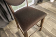 Set of 2pc Counter Height Chairs Dining Room Walnut Finish Solid wood Dark Chocolate Fabric Upholstered Modern Chair - DTYStore
