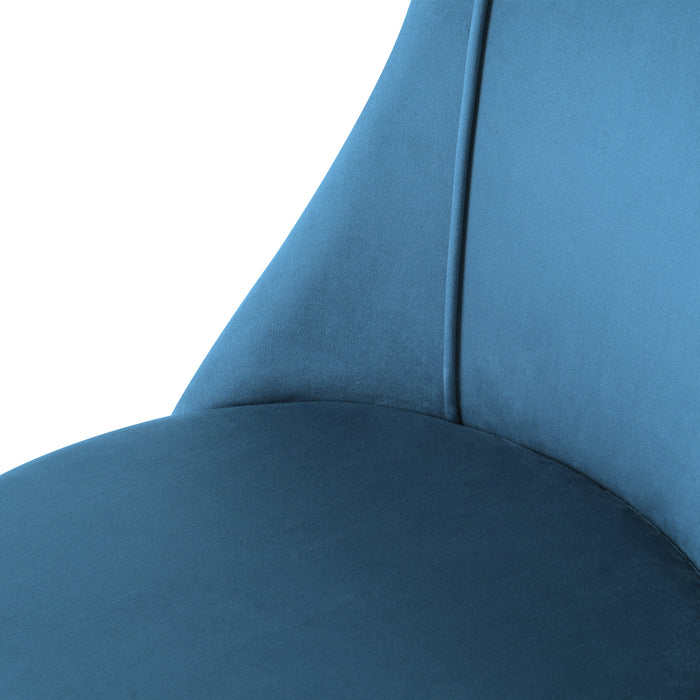 Modern blue velvet dining chair, fabric upholstery chair, black metal chair feet for home living room, bedroom, kitchen, dining room (set of 4)