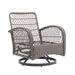 3 Pieces Outdoor Swivel Rocker Patio Chairs, 360 Degree Rocking Patio Conversation Set with Thickened Cushions and Glass Coffee Table for Backyard, Khaki - DTYStore
