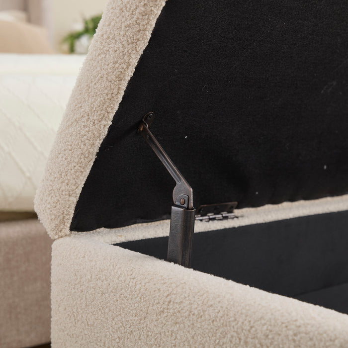 COOLMORE Teddy wool fabric, solid wood feet for solid weighing, and bed end stool with storage function