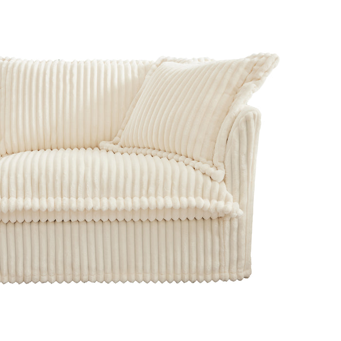 Set of 2 Slipcovered Armchairs,Deep Seat Accent Chair Set for Living Room, Reading Room, Bedroom and Working Spaces,Armchair Sets with Large Soft Pillows,Cream Corduroy Fabric
