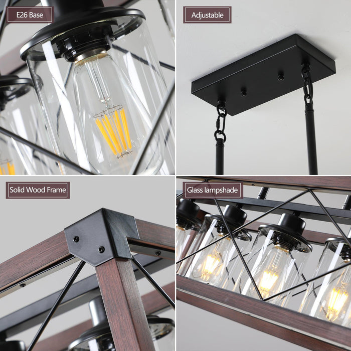 5-Light Retro Farmhouse Chandelier For Kitchen, Living room, Dining room Red and Black(No Bulbs) NEW SKU:W1340P206646 - DTYStore