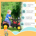 3 in 1 Kids Ride On Excavator/Bulldozer, Pedal Car Digger Toy Move Forward/Back with 6 Wheels and Detachable Cargo Trailer