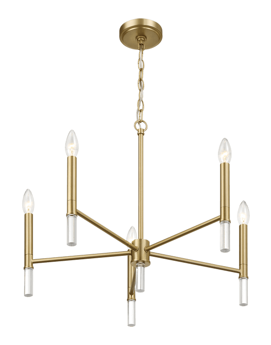 Courtyard Five Light Golden Brass Candle Light Chandelier 24"W × 17.75"H - DTYStore