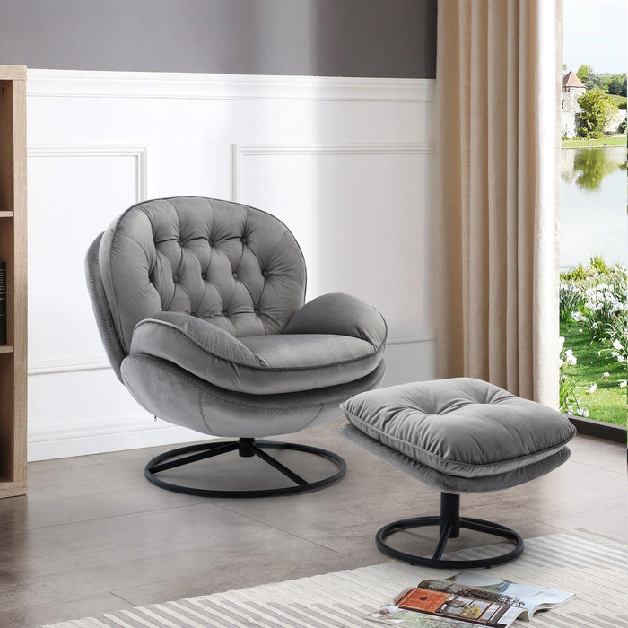 Accent chair TV Chair Living room Chair Grey with ottoman - DTYStore