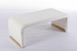 New Boucle Fabric Loveseat Ottoman Footstool Bedroom Bench Shoe Bench With Gold Metal Legs,Ivory White - DTYStore
