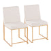 High Back Fuji Contemporary Dining Chair in Gold Steel and Beige Fabric by LumiSource - Set of 2 - DTYStore