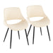 Fabrico Mid-Century Modern Accent/Dining Chair in Black Metal and Cream Faux Leather by LumiSource - Set of 2 - DTYStore