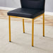 Luxury Simple Chair - Set of 6 BLACK PU Material High Resilience Dining Chair with Metal Gold Leg.The Chair Back Has a Vertical Stripe Design With Smooth And Uniform Lines. - DTYStore