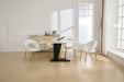 061-Set of 1 Teddy Fabric Dining Chairs With Curved Backrest and Golden Metal Legs for Kitchen or Dining Room ,White - DTYStore