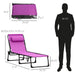 Outsunny Folding Chaise Lounge Pool Chair, Patio Sun Tanning Chair, Outdoor Lounge Chair w/ 4-Position Reclining Back, Pillow, Breathable Mesh & Bungee Seat for Beach, Yard, Patio, Purple - DTYStore