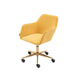 Modern Velvet Fabric Material Adjustable Height 360 Revolving Home Office Chair With Gold Metal Legs And Universal Wheels For Indoor,Yellow - DTYStore