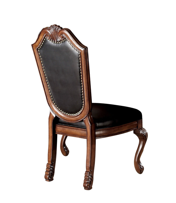 Chateau Black Synthetic Leather & Cherry Finish De Ville Side Chair (Set of 2) - DTYStore