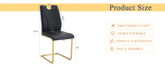 Black PU Dining Chair Set.Uniquely designed black dining chairs. PU material, paired with gold metal chair legs. Suitable for offices, restaurants, kitchens, conference rooms, etc.(Set of 6) - DTYStore