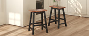 Farmhouse Rustic 2-piece Counter Height Wood Kitchen Dining Stools for Small Places, Walnut+Black - DTYStore
