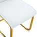 Luxury Simple Arch Chair - Set of 6 White PU Material High Resilience Dining Chair with Arched Metal Gold Leg. - DTYStore