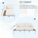 Modern Outdoor Daybed Patio Metal Daybed with Wood Topped Side Spaces for Drinks, 2 in 1 Padded Chaise Lounges for Poolside, Balcony, Deck, Beige - DTYStore
