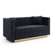 Contemporary Vertical Channel Tufted Velvet Sofa Loveseat Modern Upholstered 2 Seater Couch for Living Room Apartment with 2 pillows,Black - DTYStore