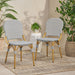 Outdoor PE Rattan and Aluminum Armless French Bistro Chairs, Set of 2, Gray and Bamboo Finish - DTYStore