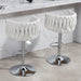 360° Fabric cover Swivel Bar Stools Set of 2, Adjustable Counter Height Bar Chairs with Woven Back & Footrest,Silver chromed Bar Stools for Kitchen Island, Cafe, Pub (Beige) - DTYStore