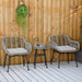 Outsunny 3 Piece Patio Set, Outdoor Bistro Furniture, PE Rattan Wicker Table and Chairs, Cushioned, Hand Woven, Modern Look with Tempered Glass for Garden, Porch, Pool, Backyard, Cream White - DTYStore