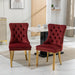 Nikki Collection Modern, High-end Tufted Solid Wood Contemporary Velvet Upholstered Dining Chair with Golden Stainless Steel Plating Legs,Nailhead Trim,Set of 2,Wine Red and Gold, SW1601WR,Burgundy - DTYStore
