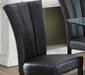 Black Faux Leather Upholstered Lines back Set of 2pc Chairs Dining Room Wide Flair back Chair - DTYStore