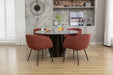040-Set of 2 Boucle Fabric Dining Chairs With Black Metal Legs,Wine Red - DTYStore