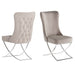 PrimeNest Noblesse Collection Upholstered Silver Legged Dining Chair, Set of 2, Beige - DTYStore