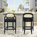 Americana Mid-Century Modern 30.5' Cane Back Bar Stool, Jet Black - DTYStore