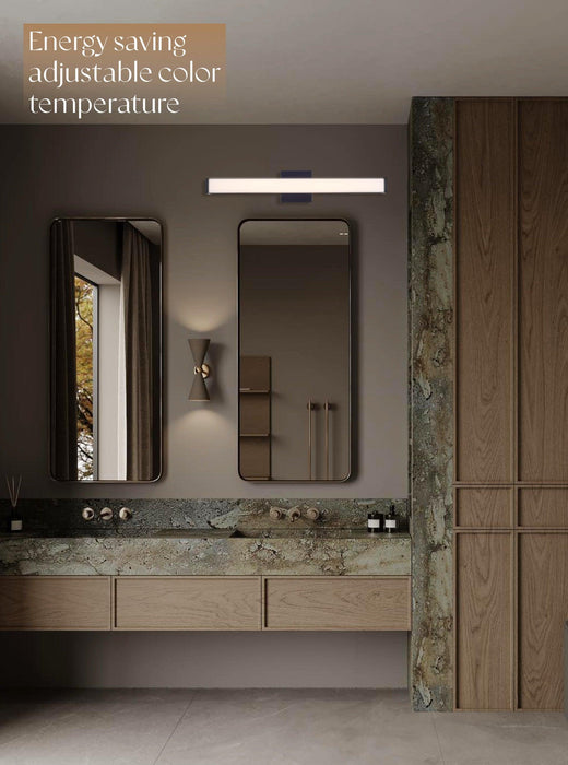 LED 24 Inch 14w 5CCT Dimming Wall Light, Iron Aluminum Acrylic Wall-Mounted Lighting Fixtures, Matte Black Bathroom Vanity Light Over Mirror - DTYStore