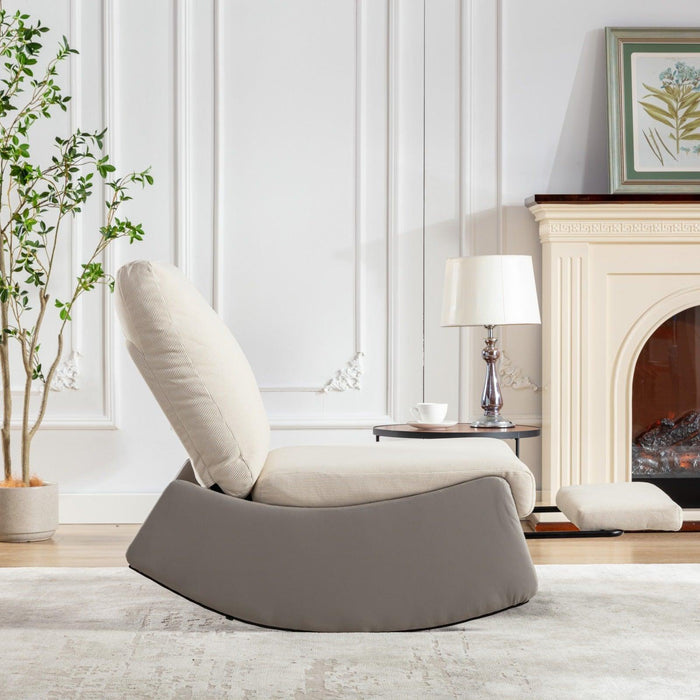 Modern Rocking Chair Recliner, Comfy Rocker Nursery Chair with Footrest, Accent Reading Chair, Upholstered Lounge Chair for Relaxing, Resting,Soft Padded Rocker for Indoor Living Room Bedroom,Gray - DTYStore