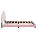 Full size Upholstered Princess Bed With Crown Headboard,Full Size Platform Bed with Headboard and Footboard, White+Pink