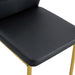 Luxury Simple Chair - Set of 6 BLACK PU Material High Resilience Dining Chair with Metal Gold Leg.The Chair Back Has a Vertical Stripe Design With Smooth And Uniform Lines. - DTYStore