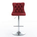 Swivel Velvet Barstools Adjusatble Seat Height from 25-33 Inch, Chrome base Bar Stools with Backs Comfortable Tufted for Home Pub and Kitchen Island, Wine Red,Burgundy,Set of 2,1712WR - DTYStore