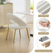 061-Set of 1 Teddy Fabric Dining Chairs With Curved Backrest and Golden Metal Legs for Kitchen or Dining Room ,White - DTYStore
