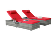 Outdoor Chaise Lounge Chair Set of 2 with Patio Pool Chairs Tanning Lounges for Outside,Beach Rattan Recliners with Adjustable Backrest, Table, Cushion for Poolside Backyard Garden - DTYStore