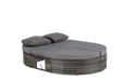 Outdoor Patio Round Daybed, Sun Bed with Adjustable Backrests and Foldable Cup Trays, Reclining Outdoor Lounger Wicker Rattan Patio Daybed with Cushions and Pillows for Backyard Poolside - DTYStore