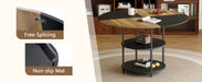 Table and chair set.A 47.3-inch diameter modern spliced color circular dining table - double-layer storage.Paired With 4 brown technology fabric dining chairs, simple and versatile, comfortable. - DTYStore