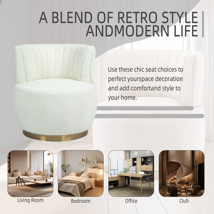 COOLMORE 360 Degree Swivel Cuddle Barrel Accent Sofa Chairs, Round Armchairs with Wide Upholstered, Teddy Fabric Chair for Living Room, Bedroom, Office, Waiting Rooms