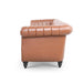83.46" Brown PU Rolled Arm Chesterfield Three Seater Sofa. - DTYStore