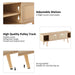 55.12" Rattan TV cabinet, double sliding doors for storage, adjustable shelf, solid wood legs, TV console for living room ,natural - DTYStore