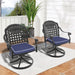 Cast Aluminum Patio Swivel Chair 2PCS With Black Frame and Cushions In Random Colors - DTYStore